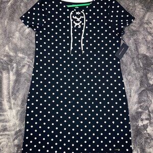 Tommy Hilfiger Large Dark Blue Dress with White Polka Dots